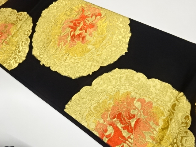 JAPANESE FUKURO OBI / WOVEN FLOWER ARABESQUE